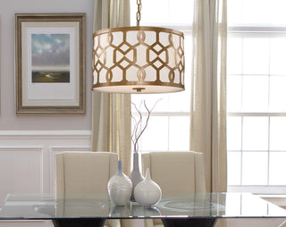 Jennings 3-Light Chandelier, Aged Brass With White Linen