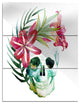 "Watercolor Skull With Flowers" Glossy Metal Wall Art, 3 Panels, 28"x36"