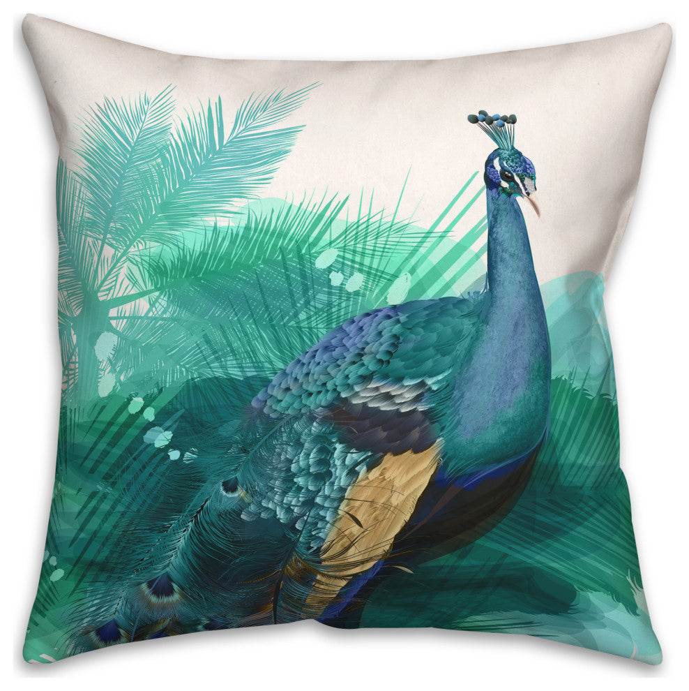 Colorful Peacock Tropical 2 18x18 Spun Poly Pillow