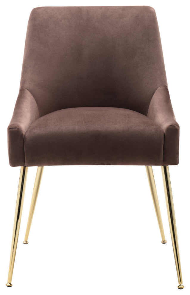 WestinTrends Upholstered Velvet Glam Accent Chair w/ Gold Metal Legs, Coffee