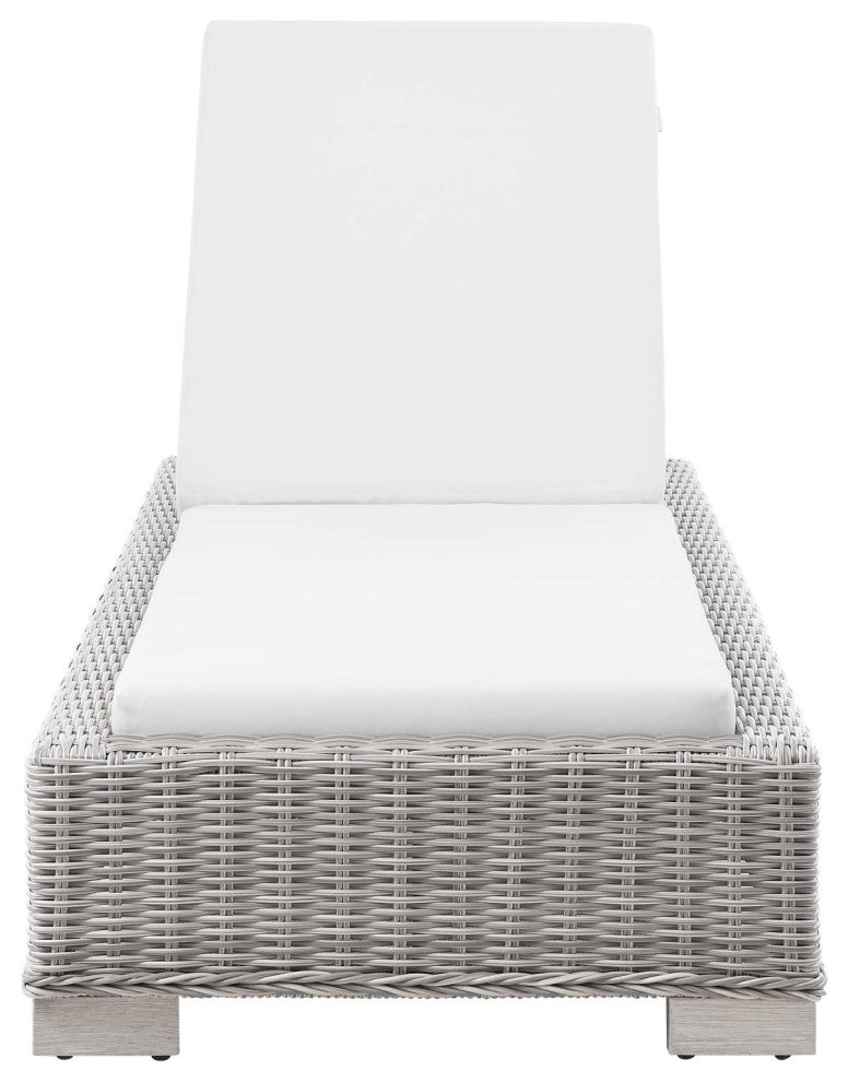 Conway Outdoor Patio Wicker Rattan Chaise Lounge Light Gray White
