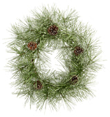 Nearly Natural 24ï¿½ Iced Pine Artificial Wreath with Pine Cones