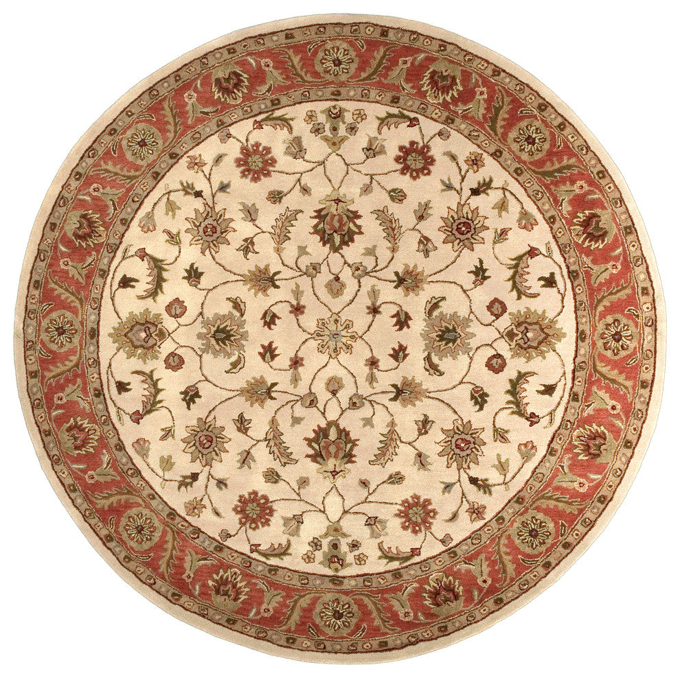 Surya Crowne CRN-6004 Traditional Area Rug, Beige, 8' Round