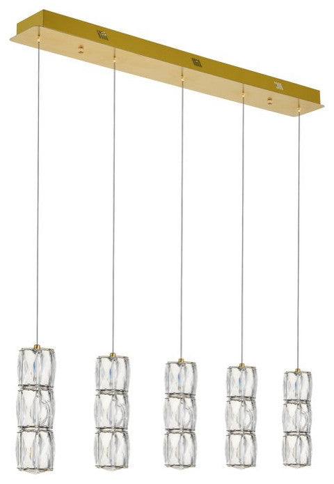 Paris LED Light Gold Pendant Clear Royal Cut Crystal