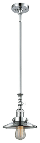 1-Light Railroad 8" Mini Pendant, Polished Chrome