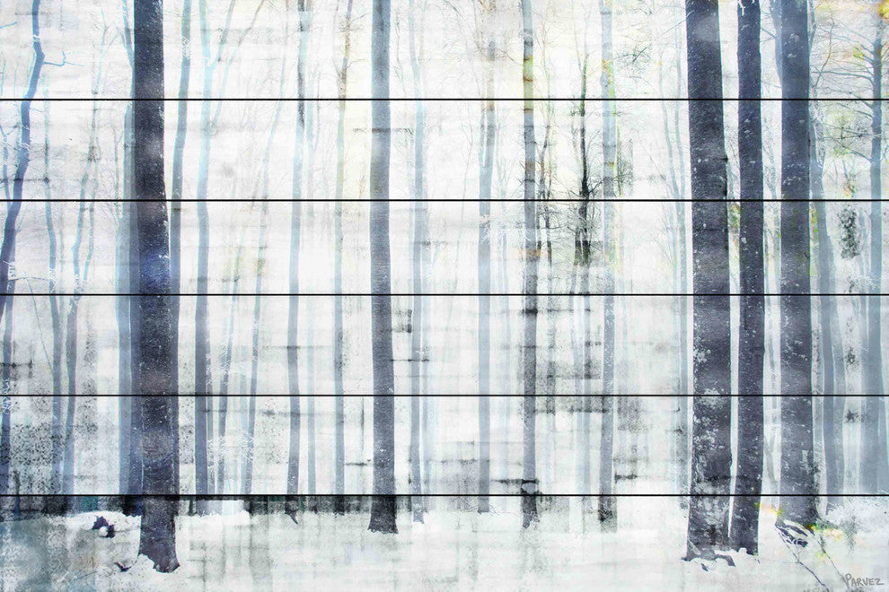 "Winter Trees" UV Ink Print on White Wood, 45"x30"