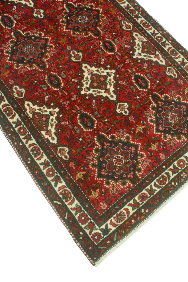 Fine Vintage Distressed Dash Red/Ivory Runner, 3'7 x 9'8