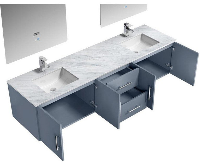 Geneva Transitional Dark Grey 80" Double Vanity Set