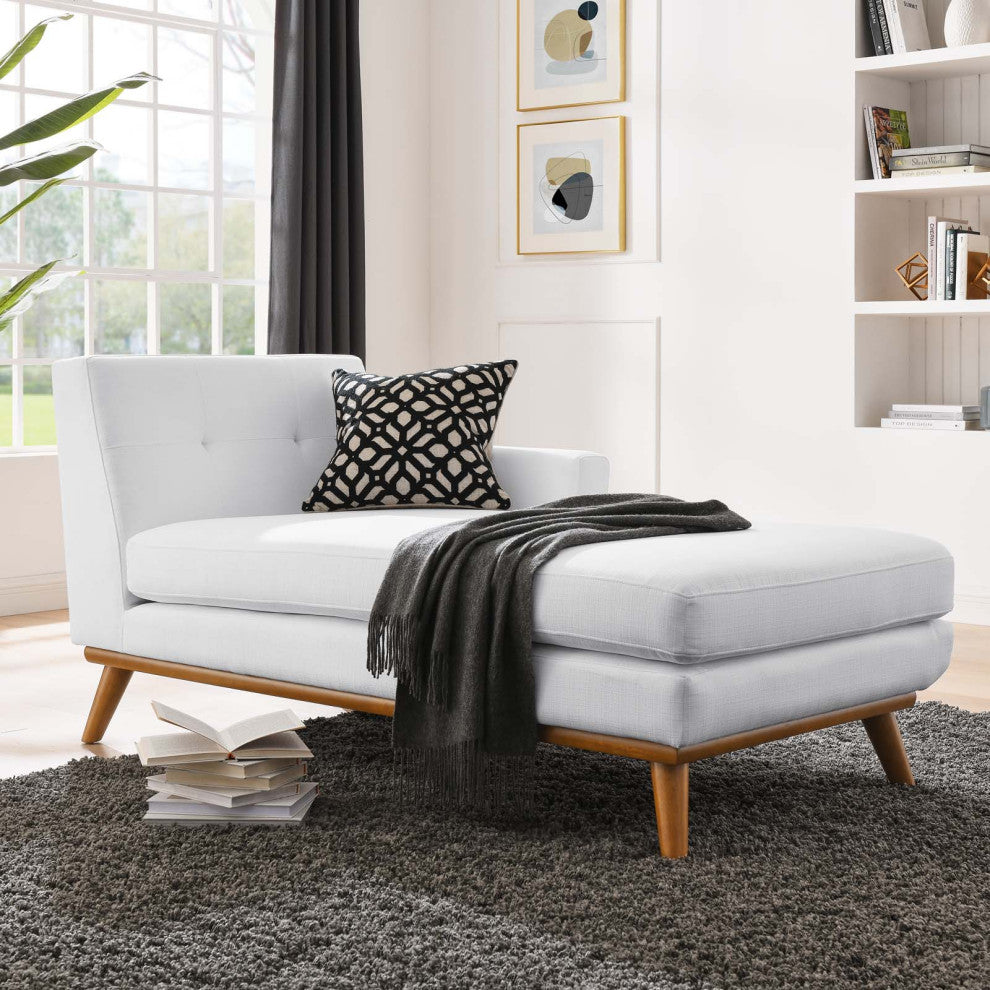Accent Sofa Chaise Chair, Fabric, White, Modern, Living Lounge Hotel Hospitality