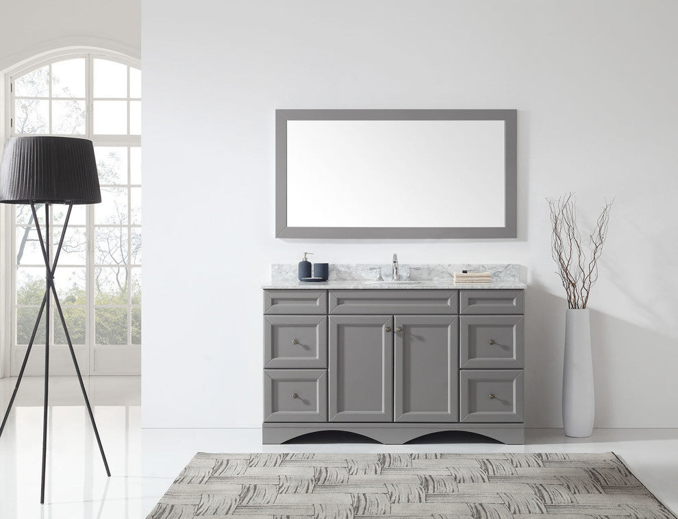 Talisa 60" Single  Sink Grey  Vanity Grey with Brushed Nickel Faucet and Mirror