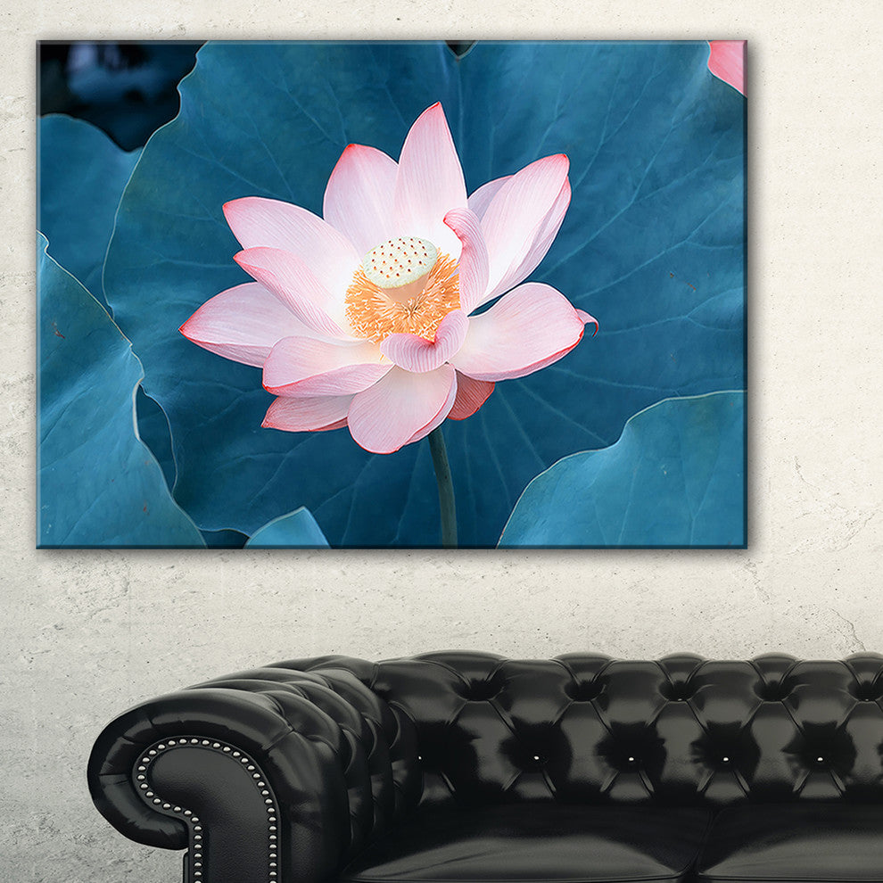 "Blooming Pink Lotus Flower" Oversized Beach Canvas Artwork, 40"x20"