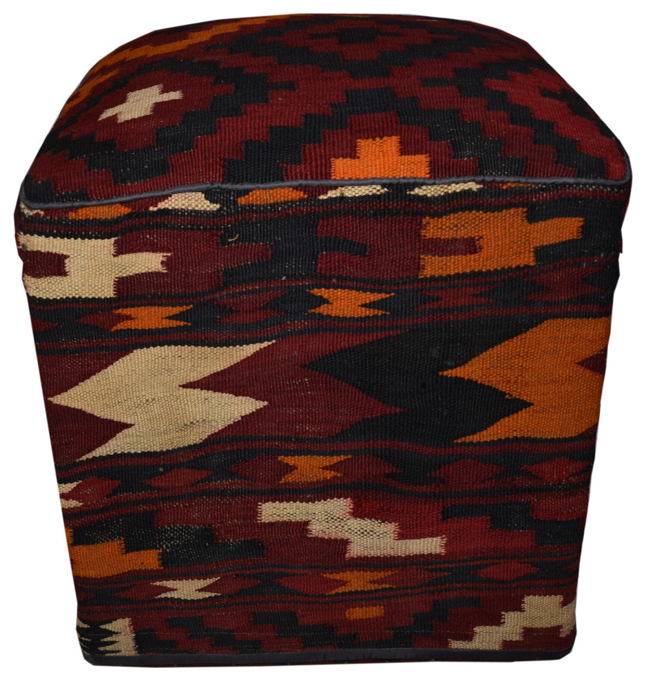 Crafters and Weavers One of a Kind Kilim Rug Pouf Ottoman foot stool - #18
