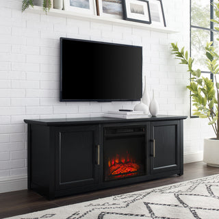 Camden 58" Low Profile TV Stand With Fireplace Black