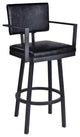 Modern Bar Stool, Swiveling Design With Vintage Black Faux Leather Seat & Back