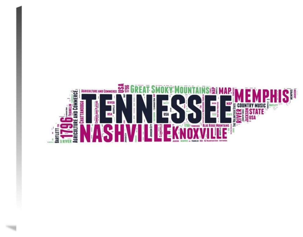 "Tennessee Word Cloud Map" Fine Art Print