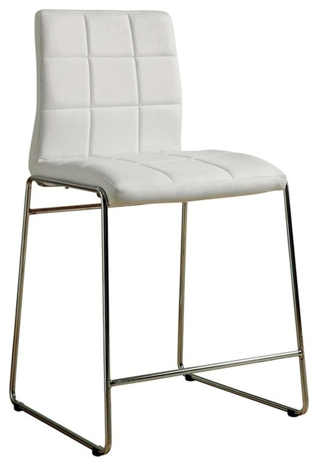 Furniture of America Poipen White Faux Leather Counter Height Chairs (Set of 2)