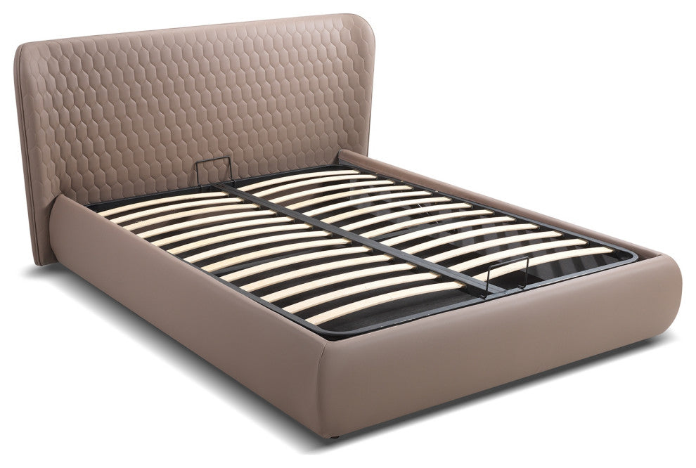 Agoura Queen Storage Bed in Taupe PU Leather