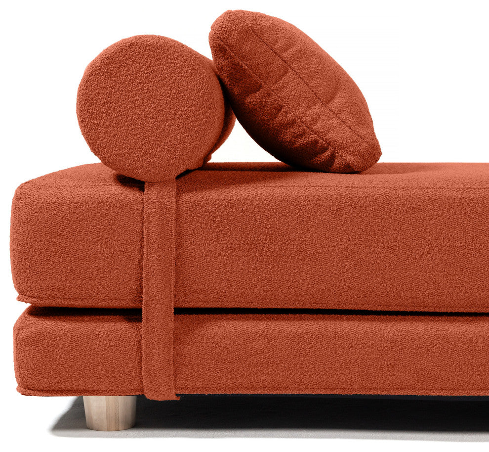 Jaxx Avida Daybed, Fold Out Queen Sleeper / Lounger Premium Boucle, Boucle Terra Cotta