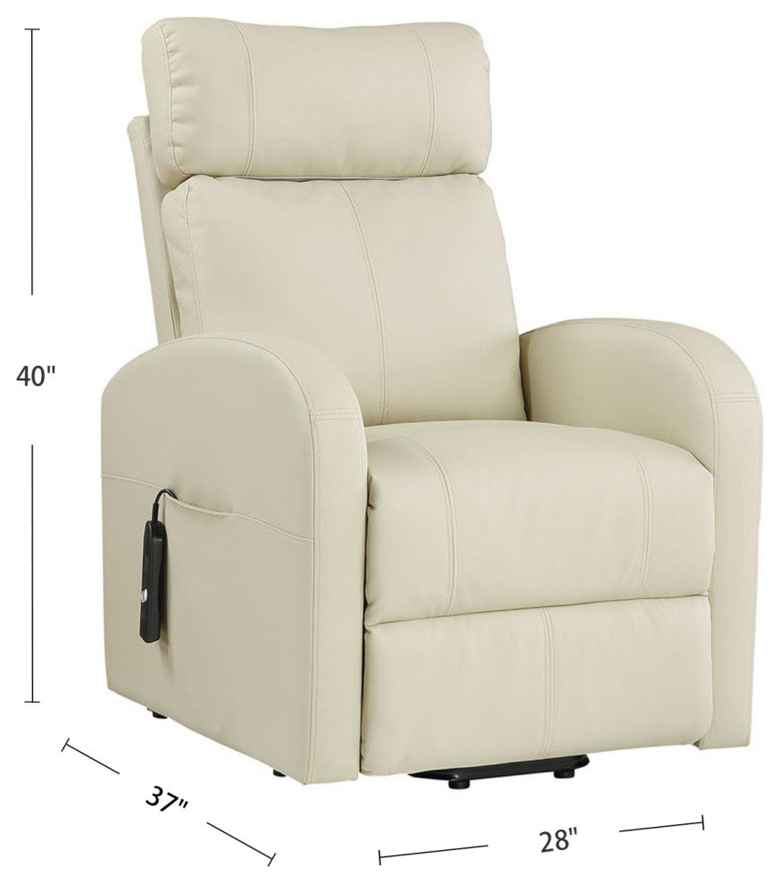 Faux Leather Upholstered Power Lift Recliner, Beige