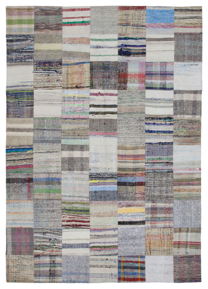 Rug N Carpet - Handmade Turkish 6' 11'' x 9' 10'' Vintage Patchwork Kilim Rug