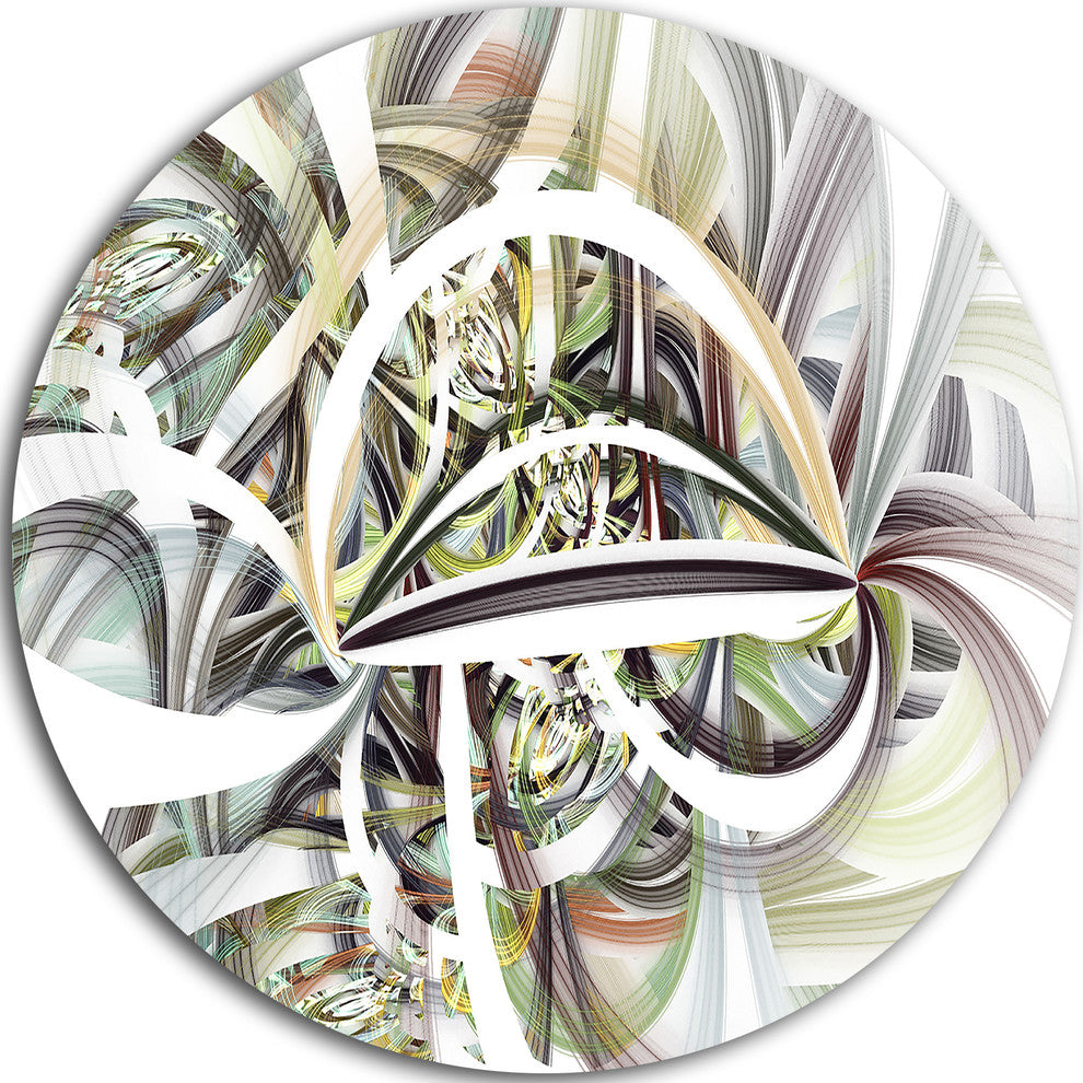Symmetrical Spiral Fractal Flowers, Digital Art Round Wall Art, 36"