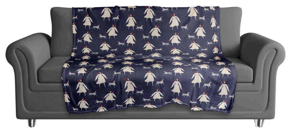 French Woman and Dog 50x60 Coral Fleece Blanket