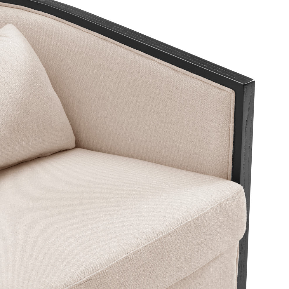 Marilyn Swivel Accent Arm Chair With Rattan, Black