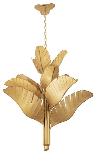 Banana Leaf 12-Lt  Chandelier - Gold