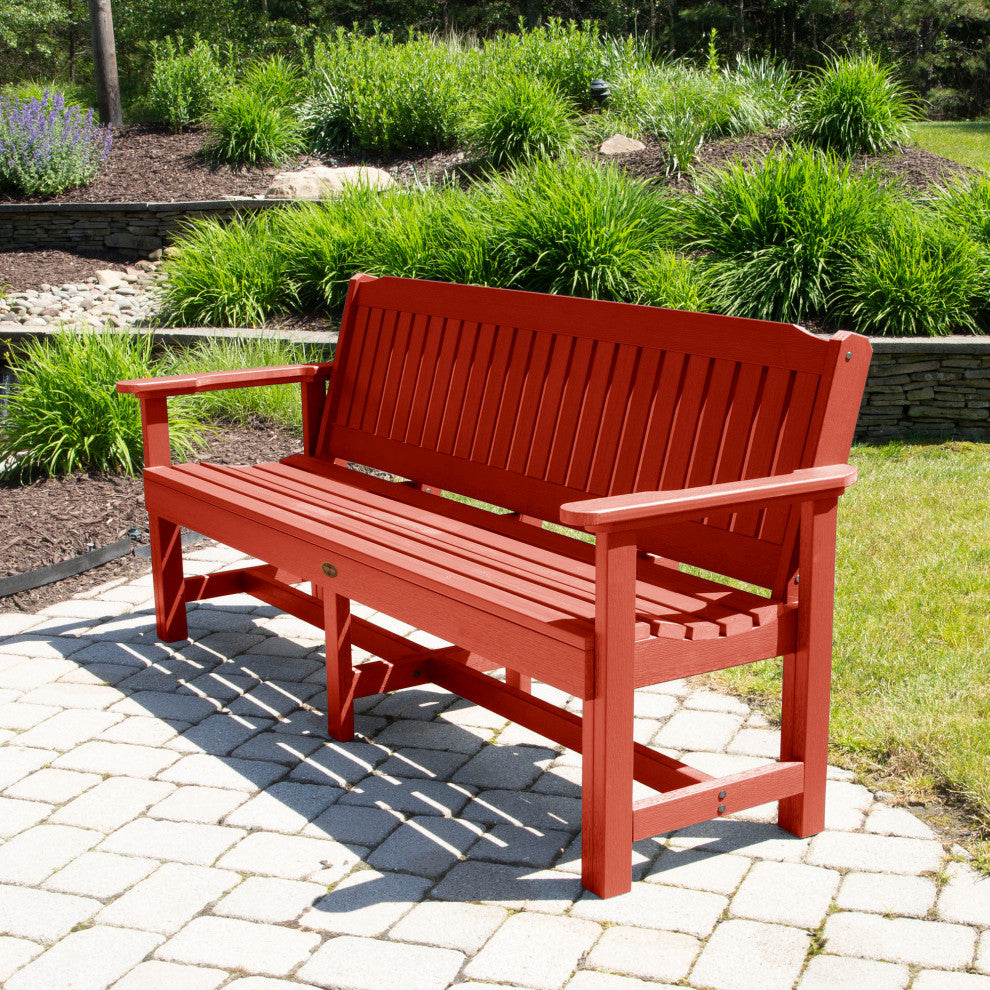 The Sequoia Professional Commercial Grade Exeter 6' Garden Bench, Rustic Red