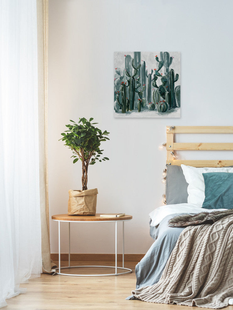 "Cactus Garden I" Painting Print on Wrapped Canvas, 48"x48"