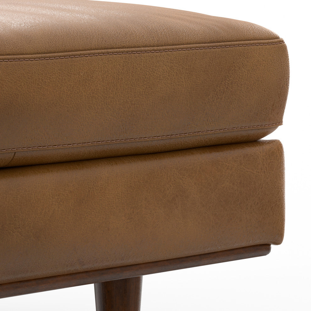 Morrison Large Rectangular Ottoman, Caramel Brown, 49"