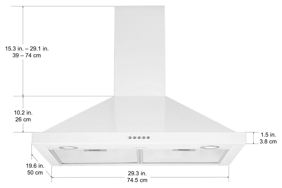 30" Convertible Wall Mount Pyramid Range Hood