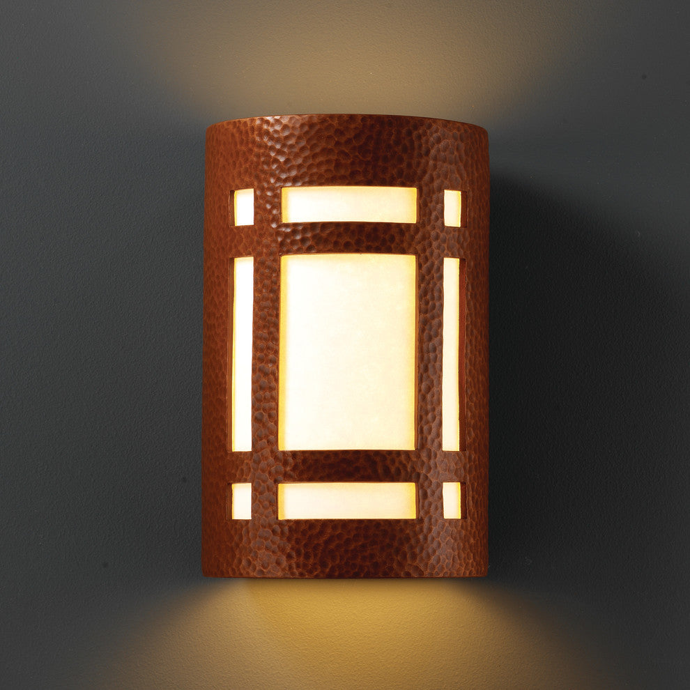 Ambiance Large Craftsman Window, Wall Sconce, Copper, White