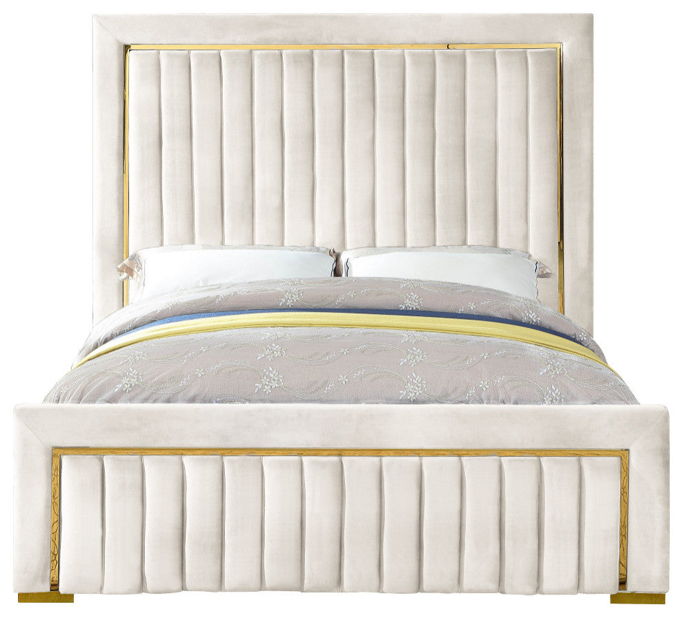 Dolce Velvet Upholstered Bed, Cream, King