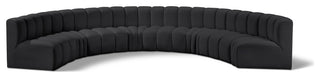 Arc Vegan Leather Upholstered 8-Pc. Inward Curved Modular Sectional, Black
