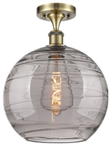 Deco Swirl 1-Light 12" Semi-Flush Mount Antique Brass