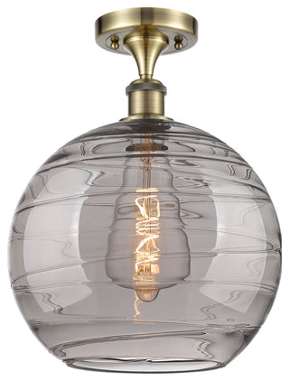 Deco Swirl 1-Light 12" Semi-Flush Mount Antique Brass
