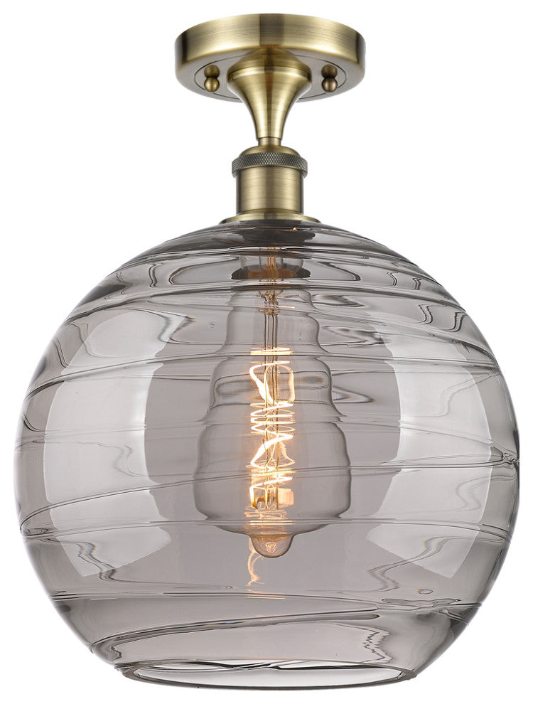 Deco Swirl 1-Light 12" Semi-Flush Mount Antique Brass