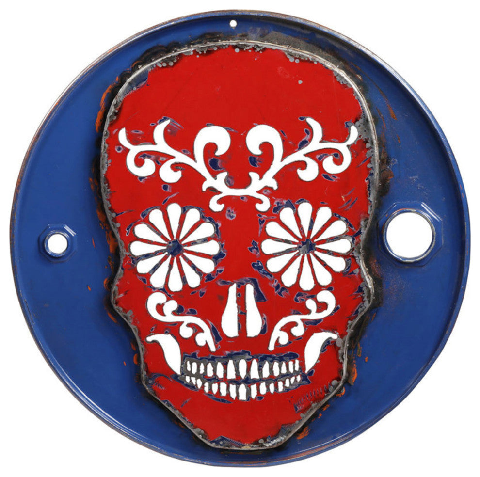 Industrial Pop Art Iron Skull Red & Blue