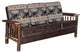 Hickory Log Sofa with Faux Brown Leather Arms and Accents, R. Bradley