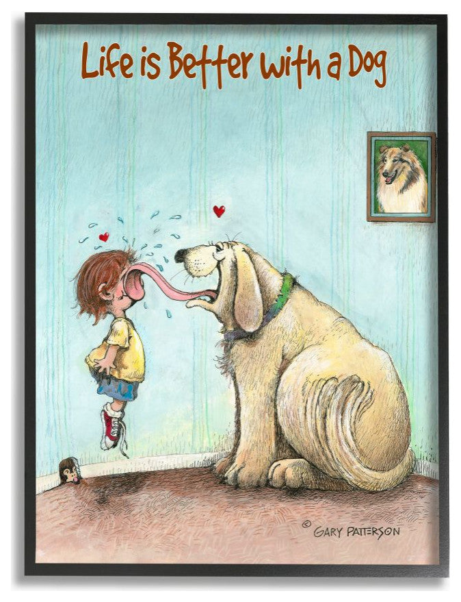 Stupell Industries Life Is Better With A Dog Funny Pet Cartoon Design, 11"x14"