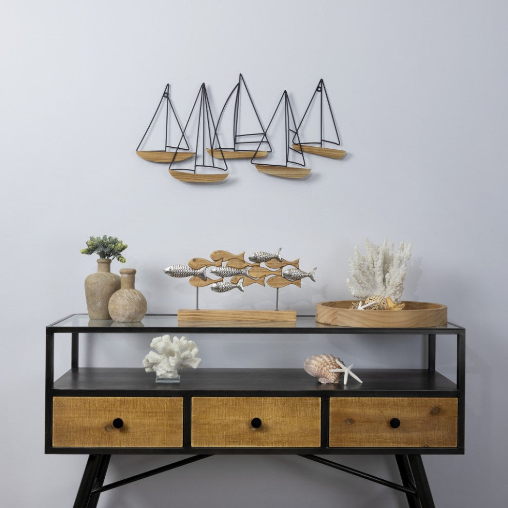 Metal and Wood Sailboat Wall D"cor