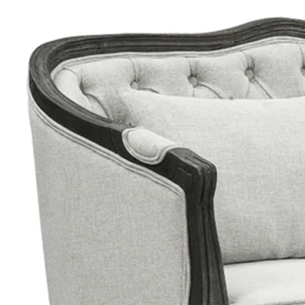 Benzara BM276239 84" Sofa With Cushion Seat, Armrests, Fabric, Gray/Brown