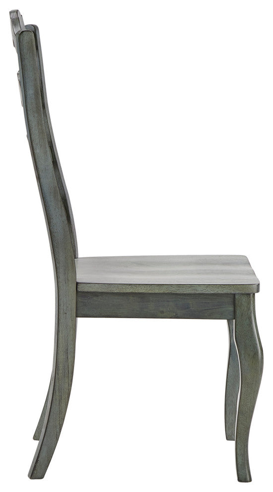 Arbor Hill French Ladder Back Wood Dining Chair, Set of 2, Antique Sage Green
