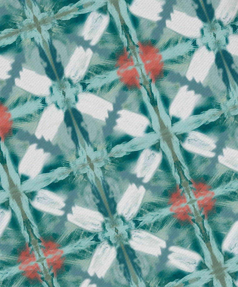 Beach Tile, Geometric Print Napkin, Aqua, Set of 4, Aqua