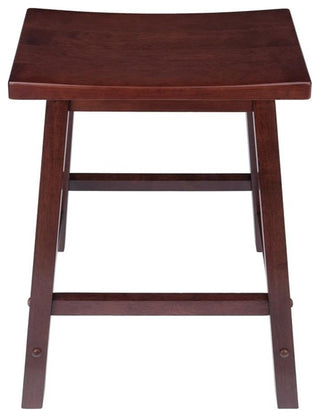 Bowery Hill 24" Contemporary Saddle Seat Solid Wood Counter Stool in Walnut