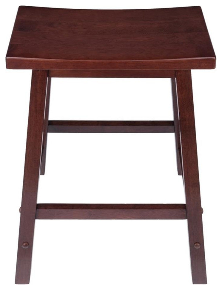 Bowery Hill 24" Contemporary Saddle Seat Solid Wood Counter Stool in Walnut