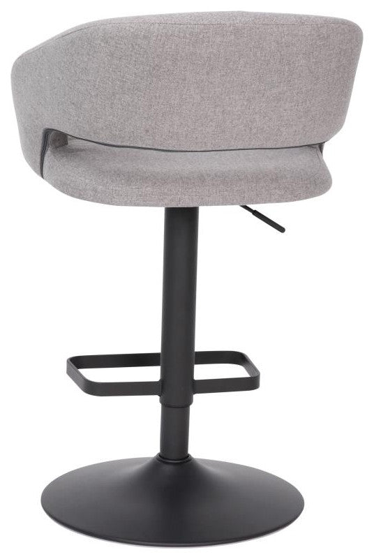 Erik Contemporary Vinyl Adjustable Height Barstool with Rounded Mid-Back, Gray F