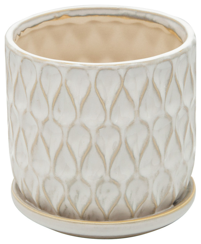 2-Piece Set Teardrop Planters With Saucer White