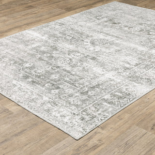 Michaela Machine Washable Distressed Grey/ Ivory Area Rug, Grey, 7'6"x10'